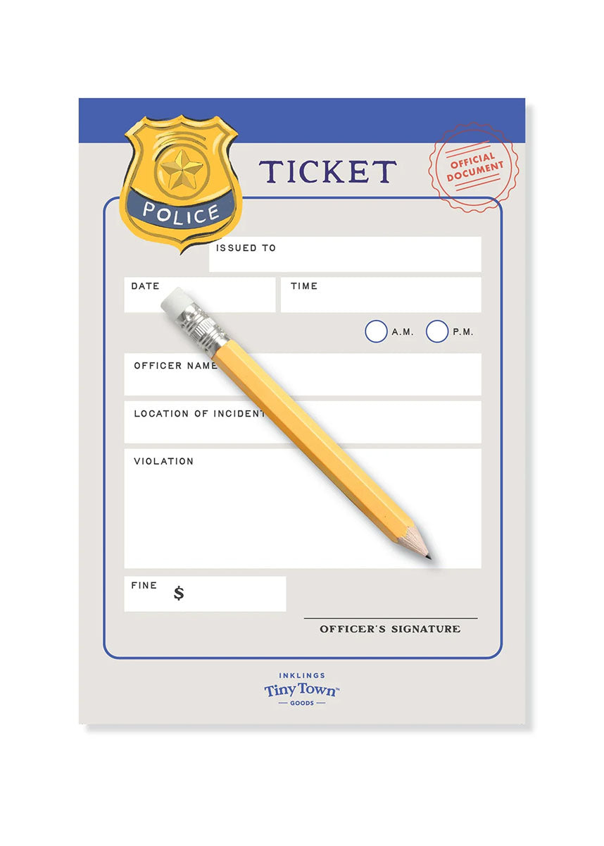 Tiny Town Play Notepad - Police Ticket