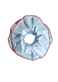 Double-Layer Flower Oversized Silk Scrunchie - Pastel Blue