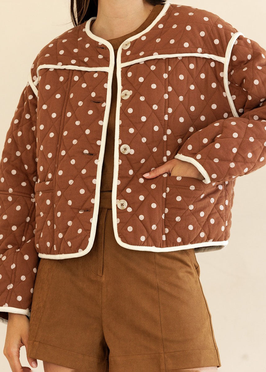 Wren Quilted Polka Dot Jacket - Brown Sand – Alice & Wonder