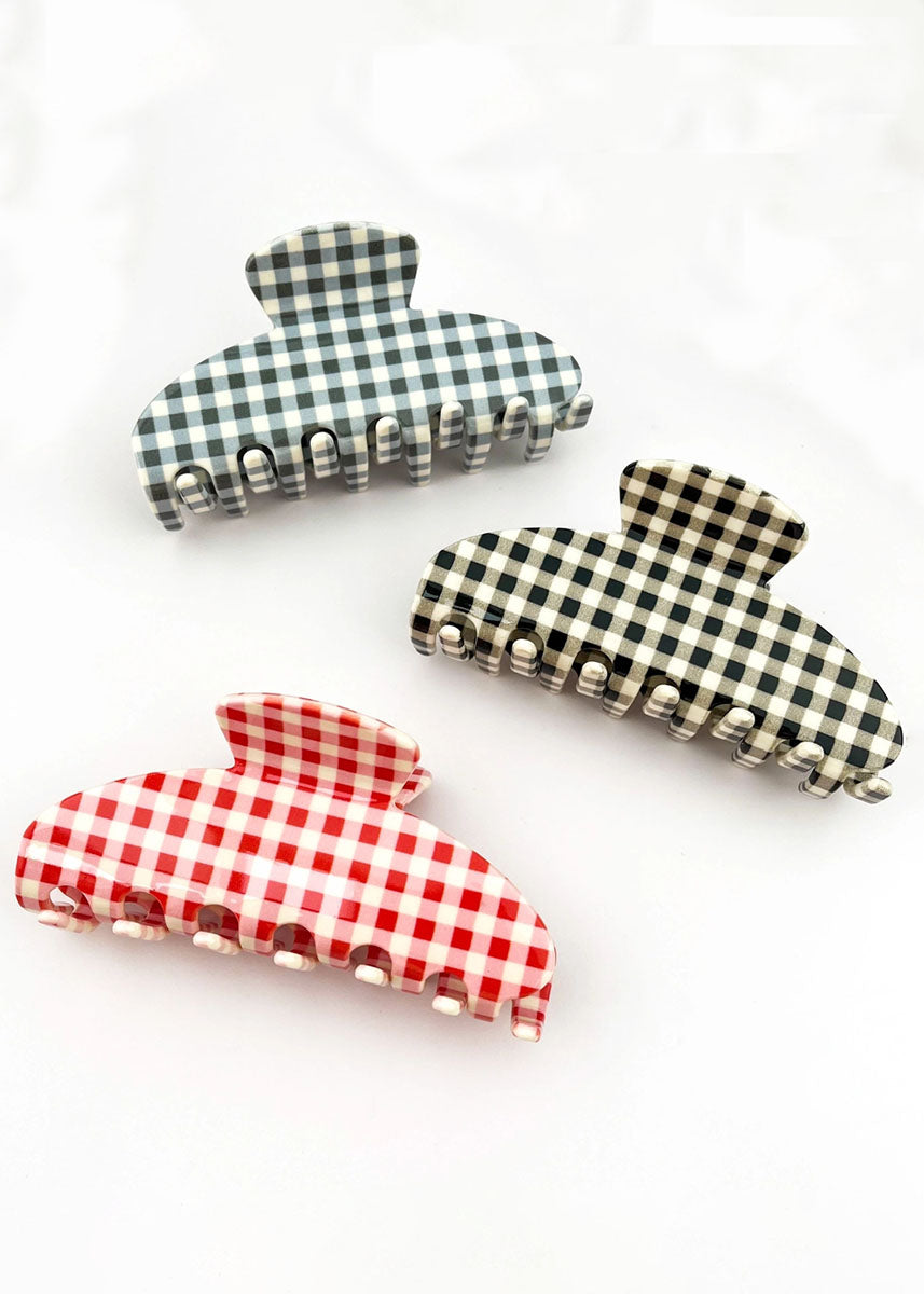 Classic Gingham Claw Clip - Red