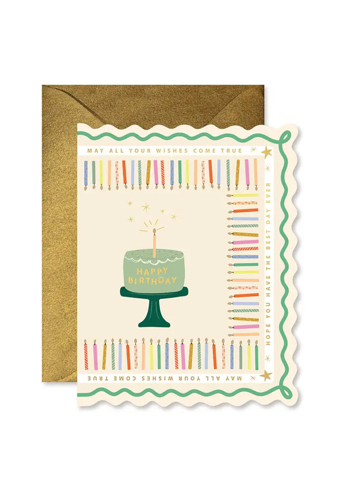 Cake and Candles Scallop Birthday Card
