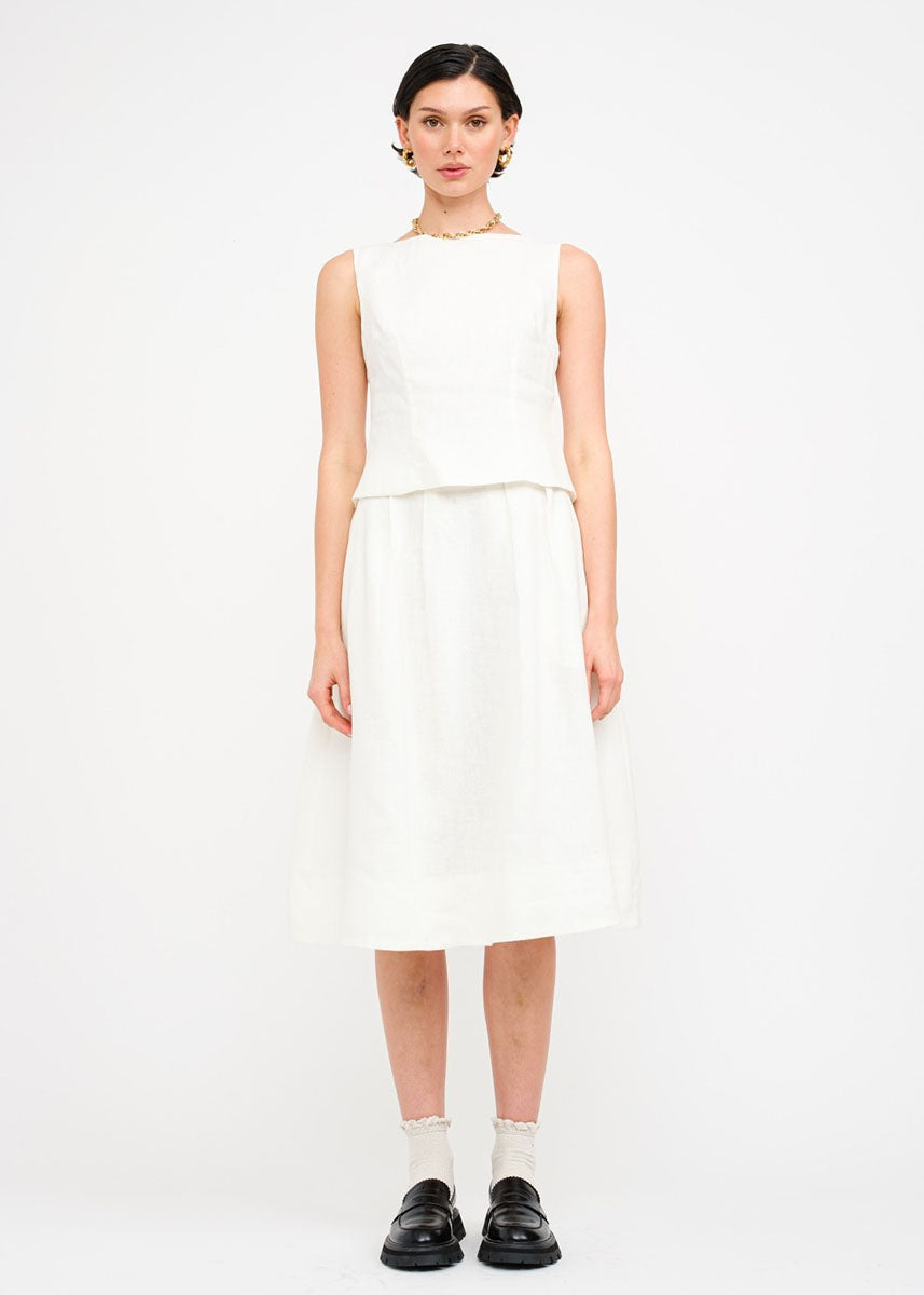 Josefina Linen Sleeveless Top - Off White