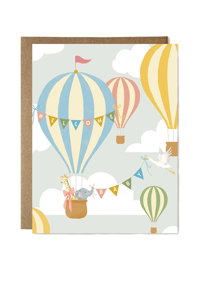 Hot Air Balloon Baby Card
