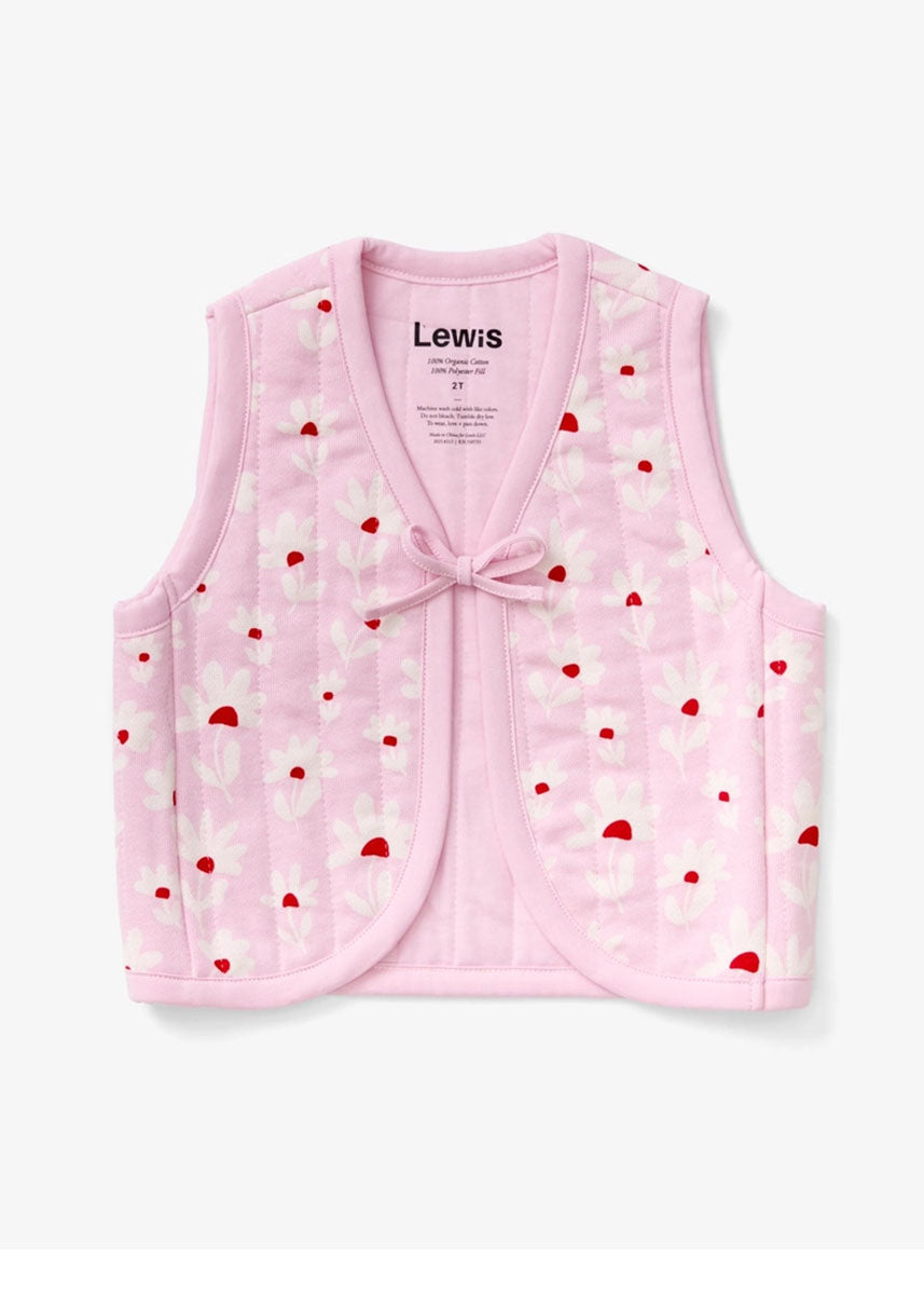 Flower Field Quilted Tie Vest - Peony