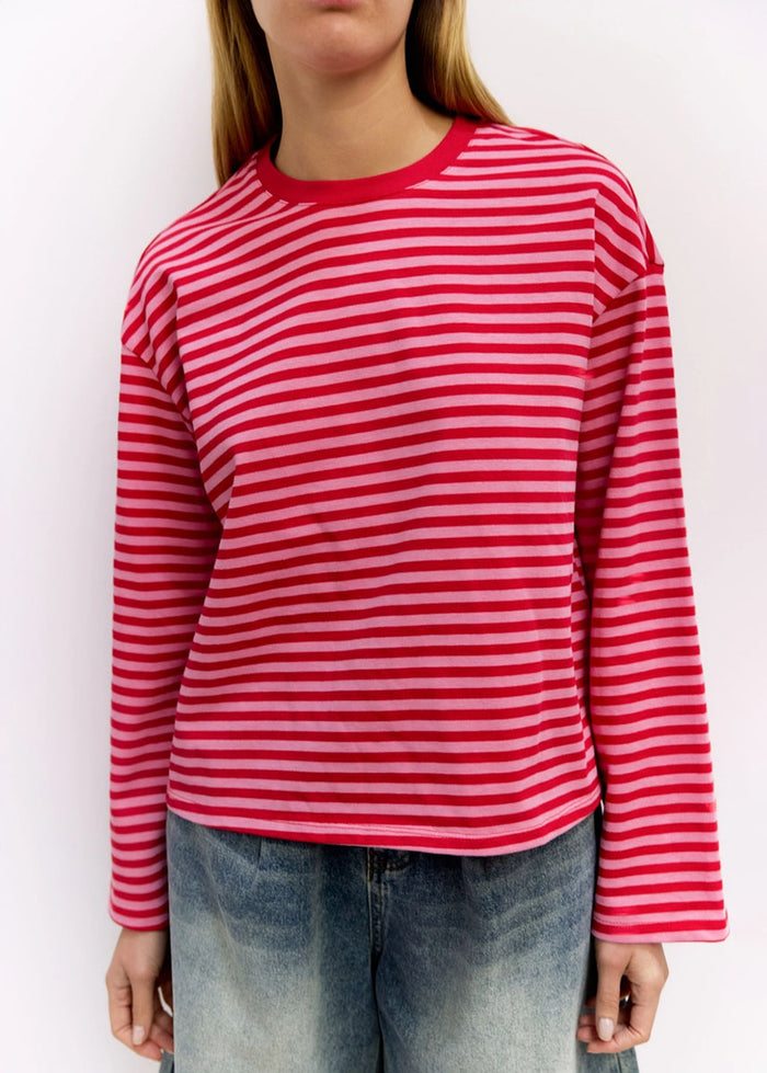 The Callahan Top - Pink & Red Stripe