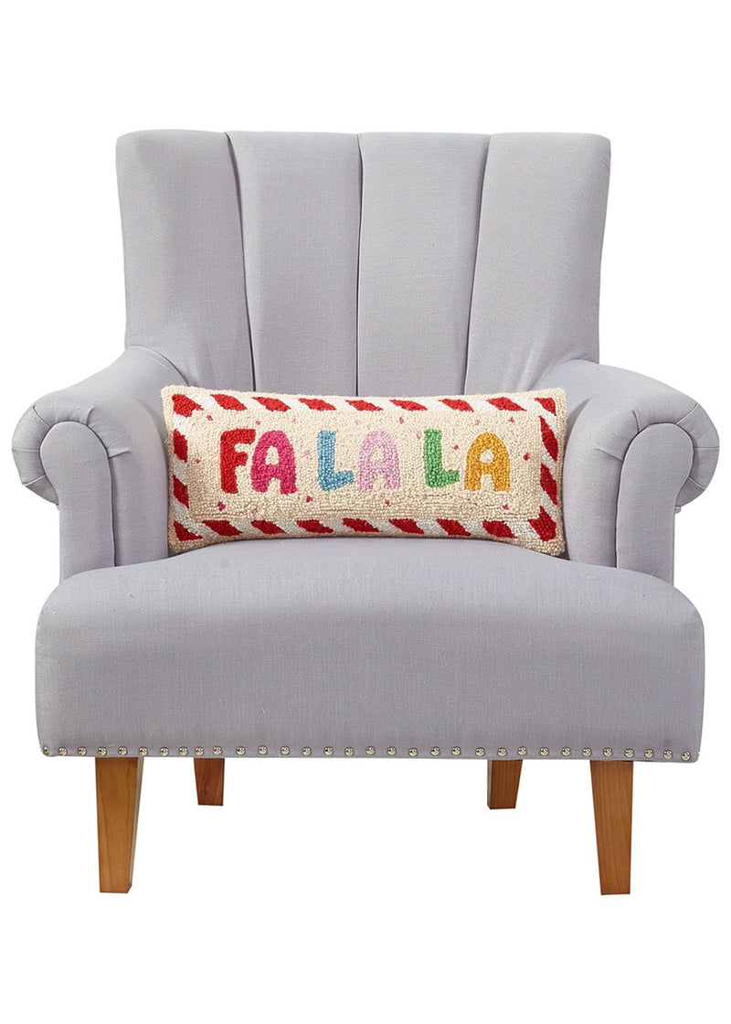 Fa La La Candy Cane Hook Pillow