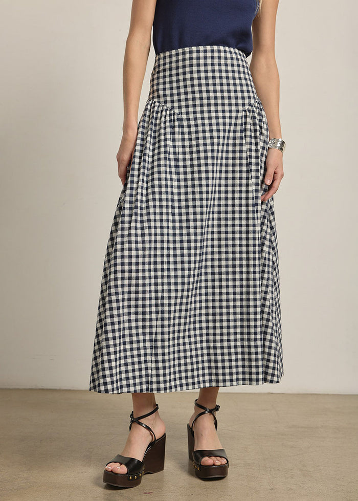 Mia Gingham Check Midi Skirt