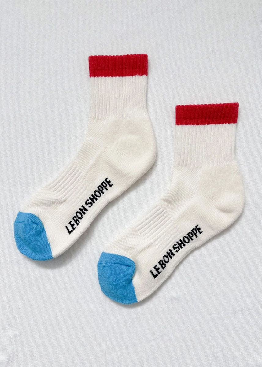 Color Block Girlfriend Socks - Blue Red