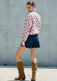 Abby Polka Dot Zip Up Jacket - Pink