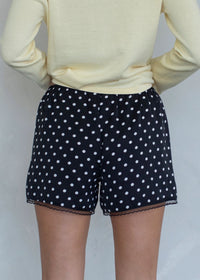 Polly Polka Dot Satin Shorts - Black