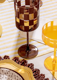 Checkered Wine Glass - Chocolate