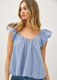 Cami Ruffle Sleeve Top - Blue