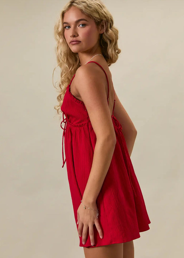 Adaline Ruffle A-Line Mini Dress - Red Alice & Wonder Adaline Ruffle A-Line Mini Dress - Red Alice & Wonder