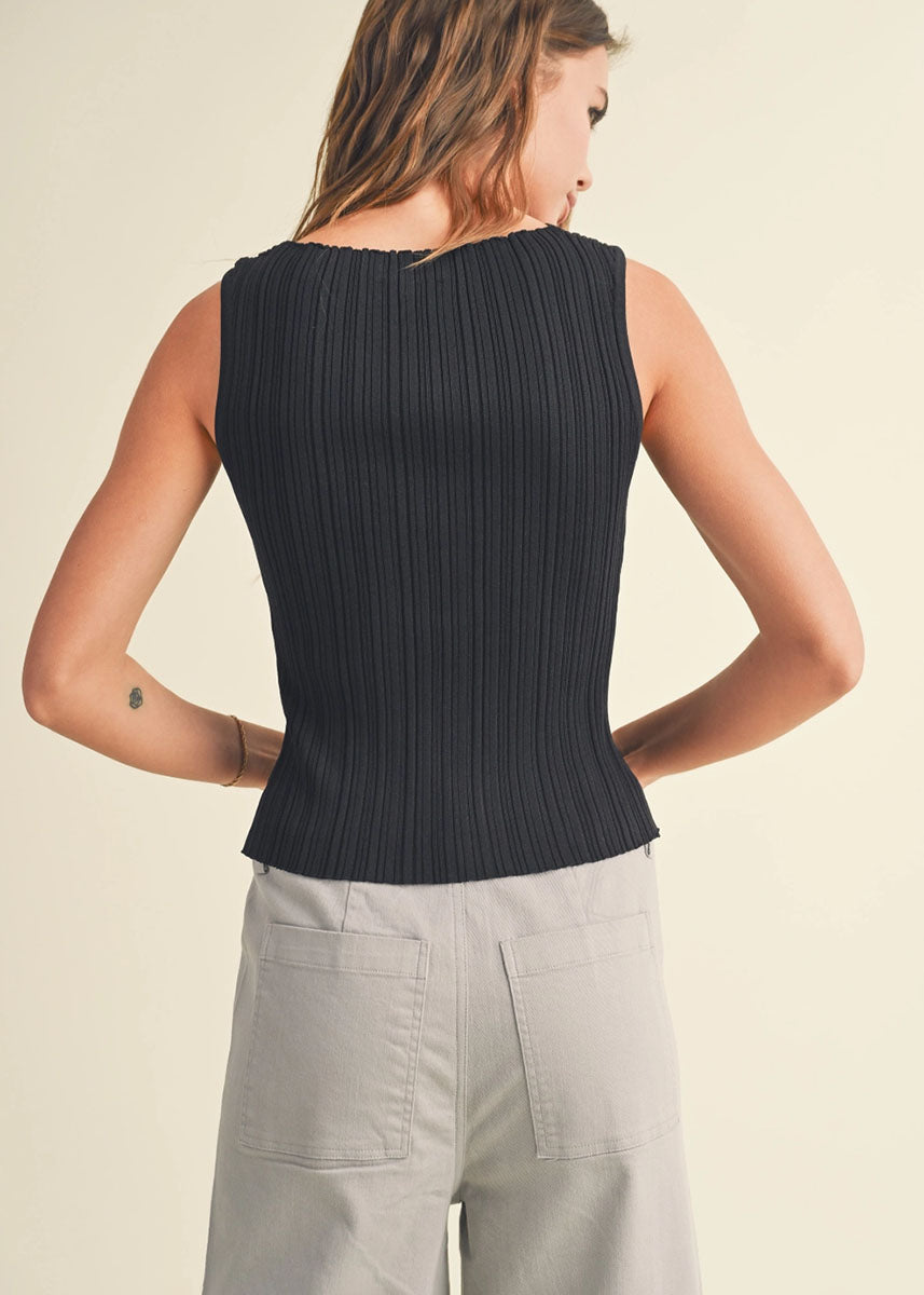 Sabine Ribbed Tank - Black