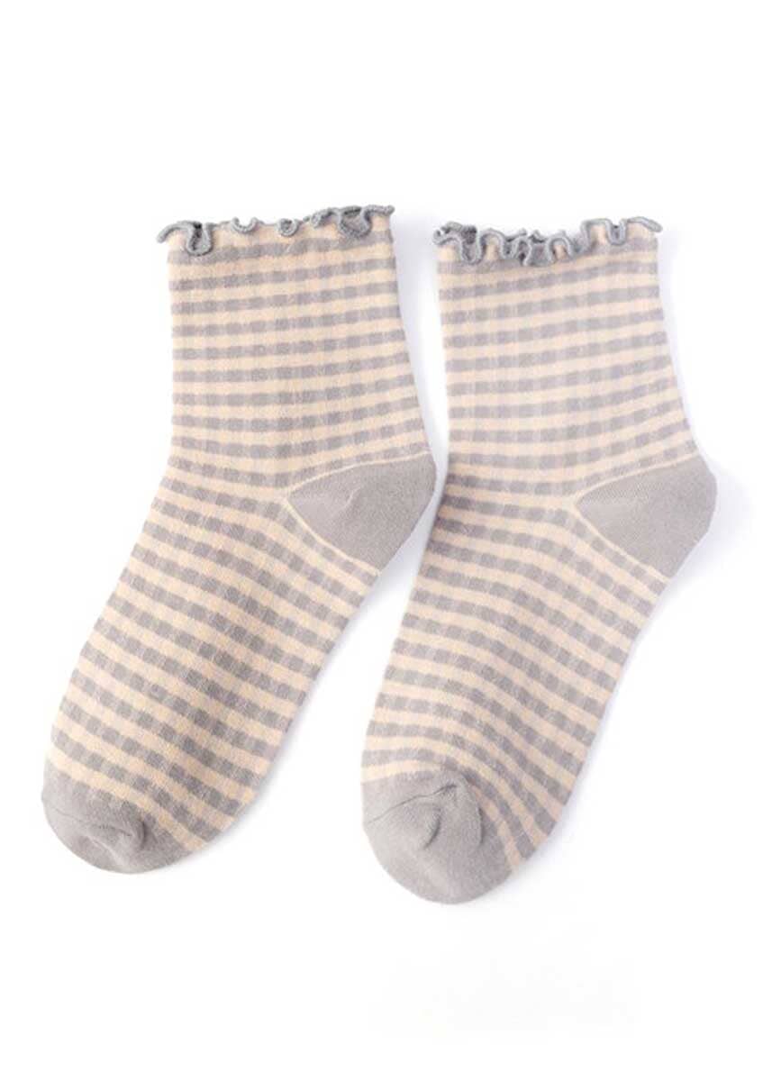 Frill Check Plaid Ankle Socks