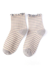 Frill Check Plaid Ankle Socks