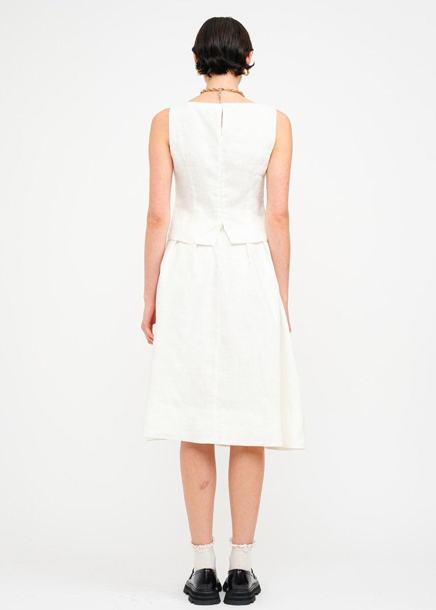 Josefina Linen Sleeveless Top - Off White