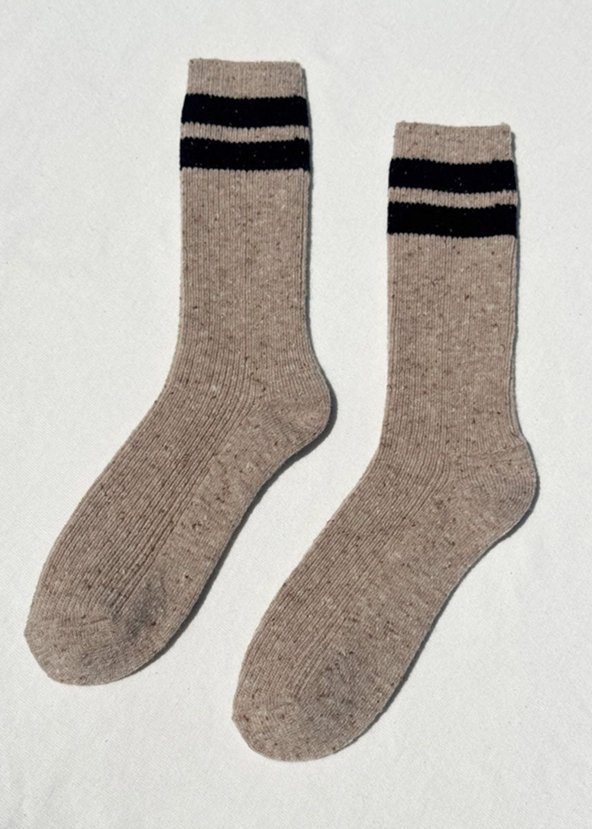 Snow Varsity Socks - Beige & Black
