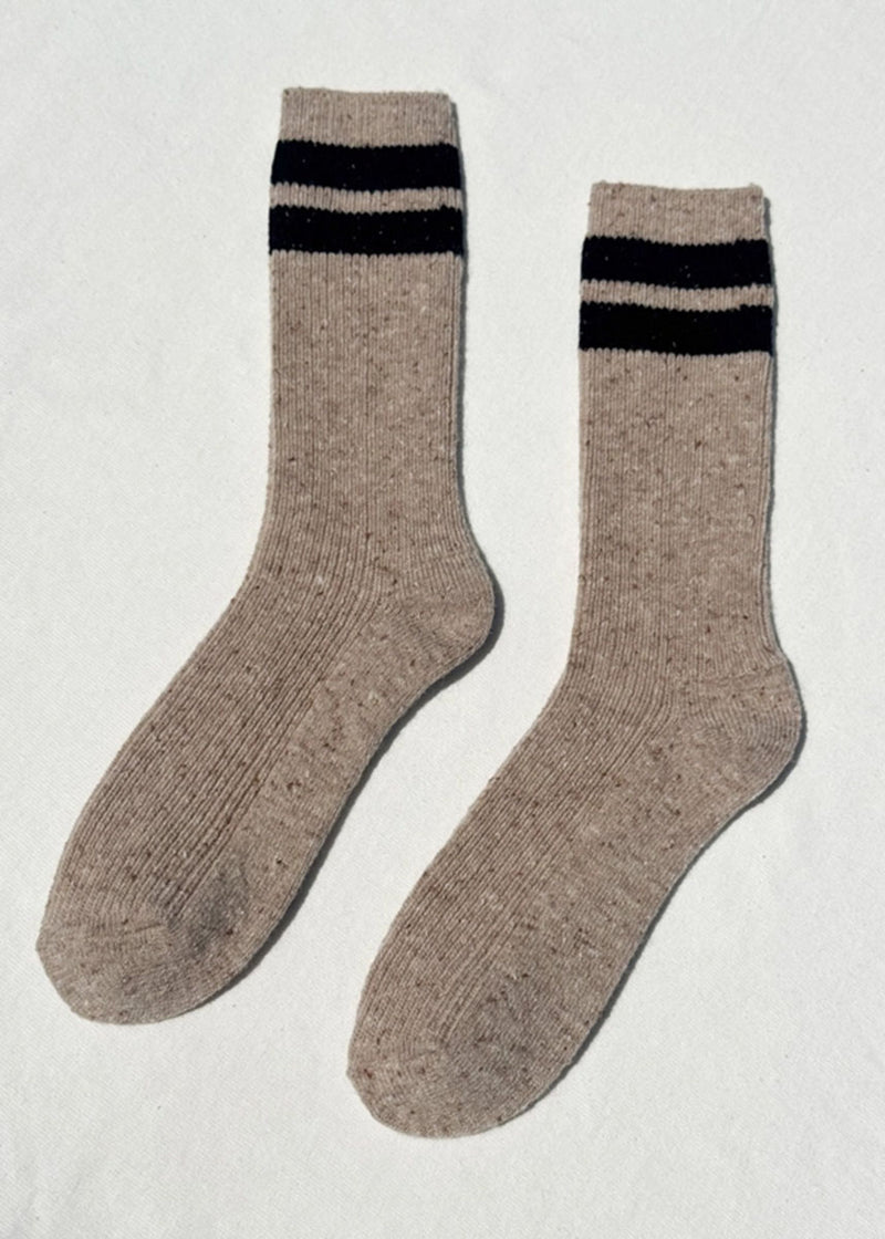 Snow Varsity Socks - Beige & Black