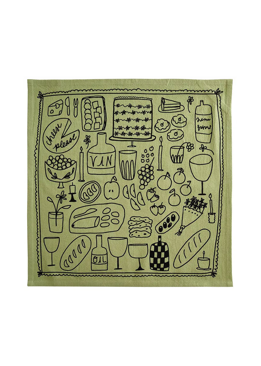 Picnic Tea Towel - Sage Green