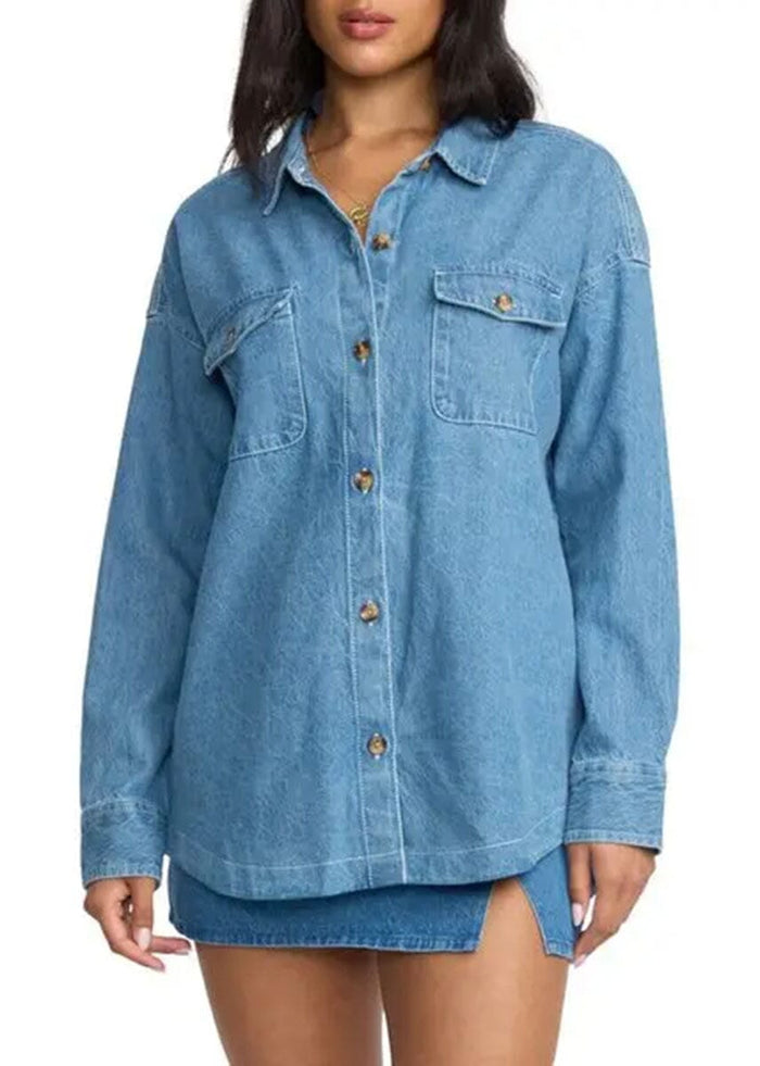 Fadeaway Denim Shacket - Salt Washed