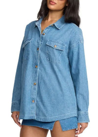 Fadeaway Denim Shacket - Salt Washed