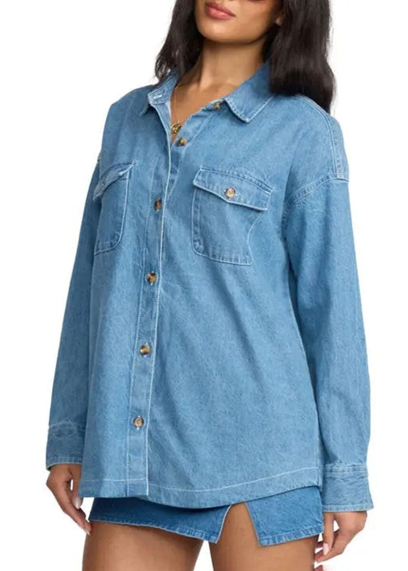 Fadeaway Denim Shacket - Salt Washed