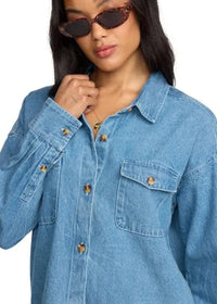 Fadeaway Denim Shacket - Salt Washed