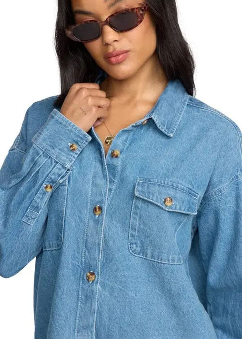 Fadeaway Denim Shacket - Salt Washed