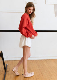 Celia Scallop Eyelet Shorts - White