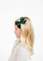 Large Satin Bow Clip - Evergreen