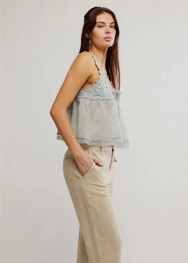 Stevie Lace Tank - Pearl Blue