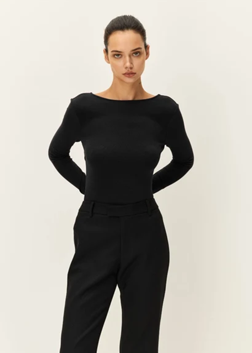 Odette Low Scoop Back Top - Black