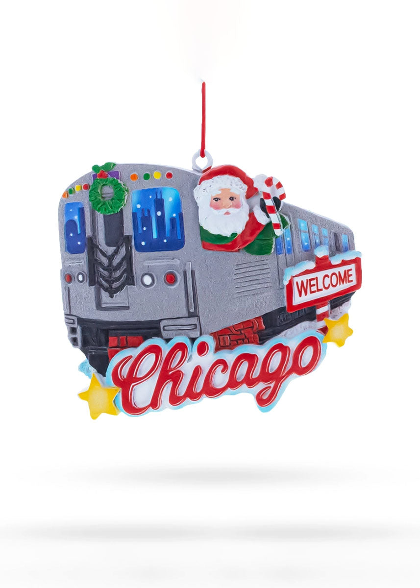 Chicago Santa Train Resin Ornament