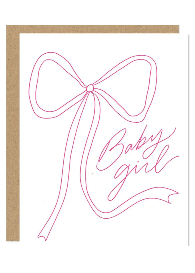 Pink Bow Baby Girl Card