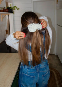 Jumbo Spotted Scrunchie - Black & White