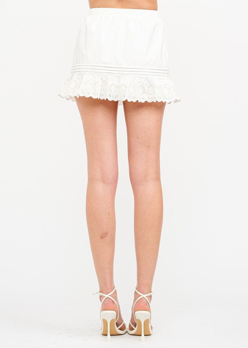 Jenna Lace Trim Mini Skirt - Off-White