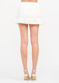 Jenna Lace Trim Mini Skirt - Off-White
