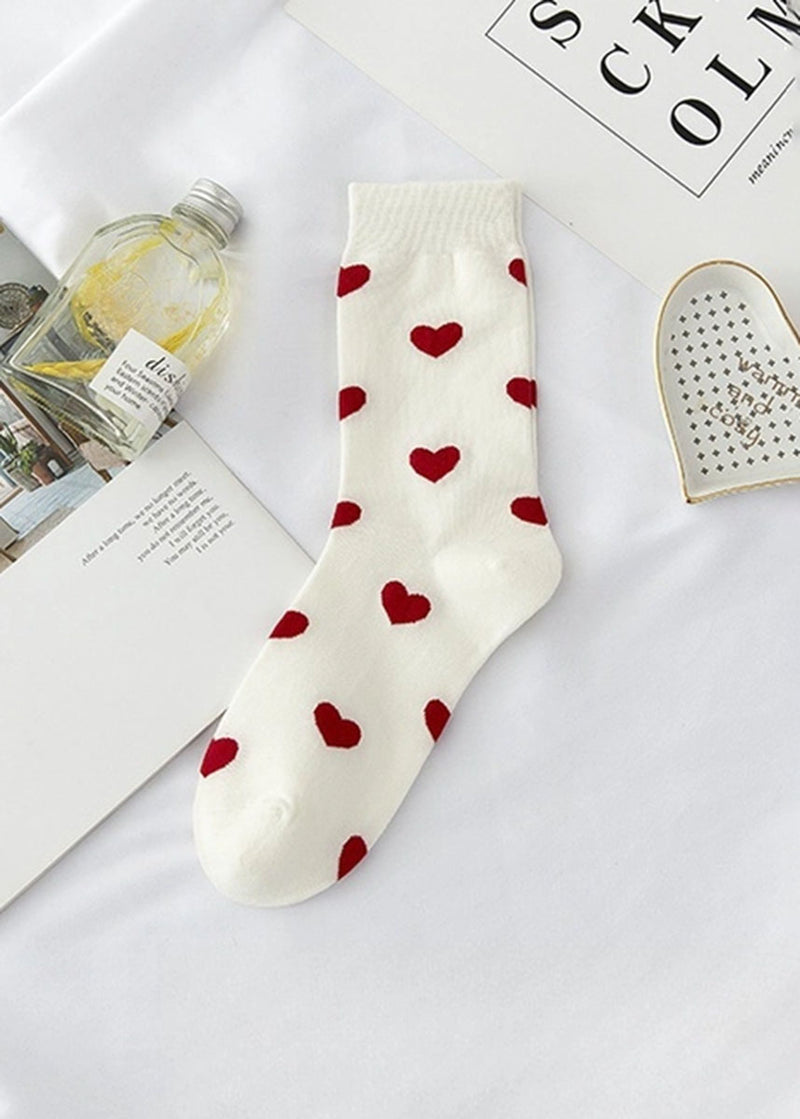 Cute Heart Socks - White