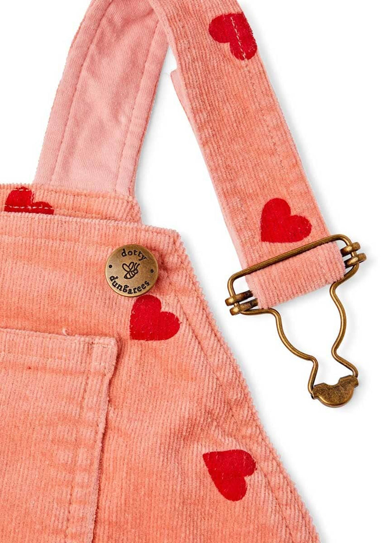 Heart Print Corduroy Overalls