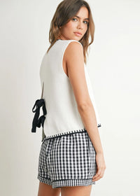 Lochlan Ribbed Sweater Vest - Ivory & Black