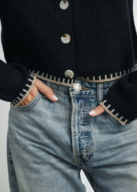 Cordelia Contrast Edge Cardigan - Black Taupe