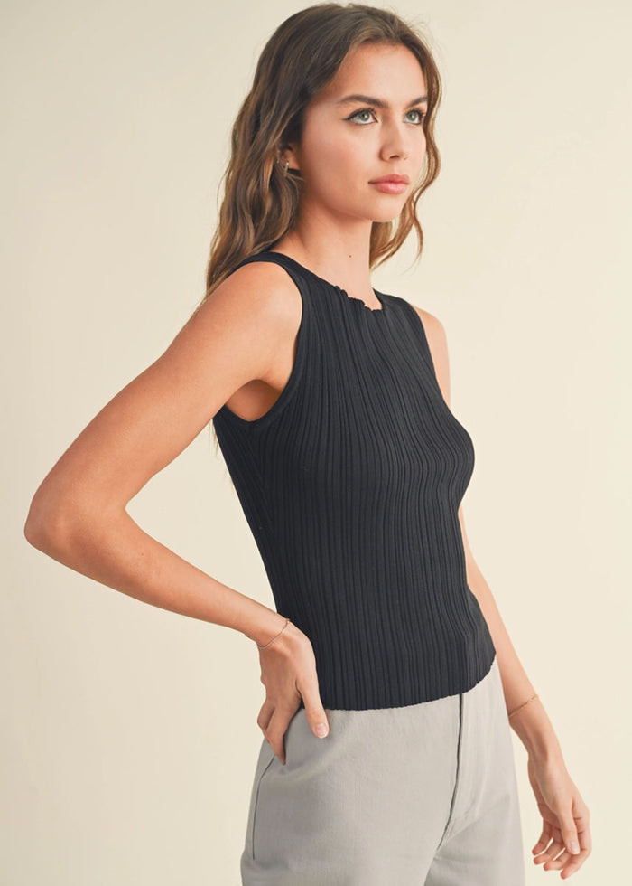 Sabine Ribbed Tank - Black