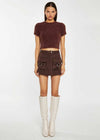 Jaya Cargo Satin Mini Skirt - Brown