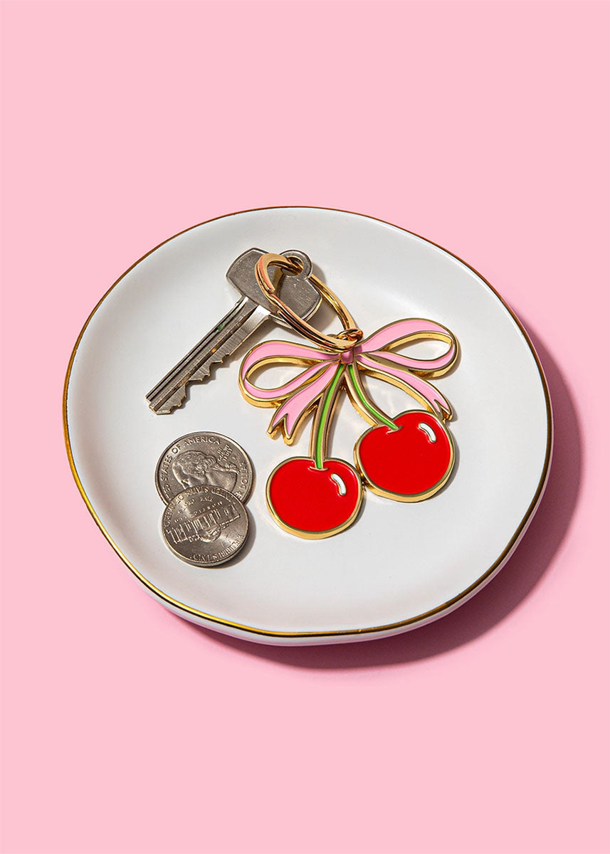 Cherries Enamel Keychain