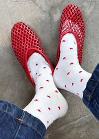Sneaker Socks - Red & White Heart