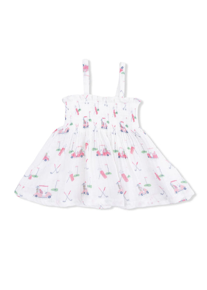 Smocked Top & Bloomer Set - Baby Golf Carts Pink