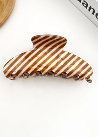 Classic Striped Hair Claw Clip - Brown
