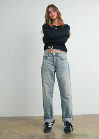 Cordelia Contrast Edge Cardigan - Black Taupe