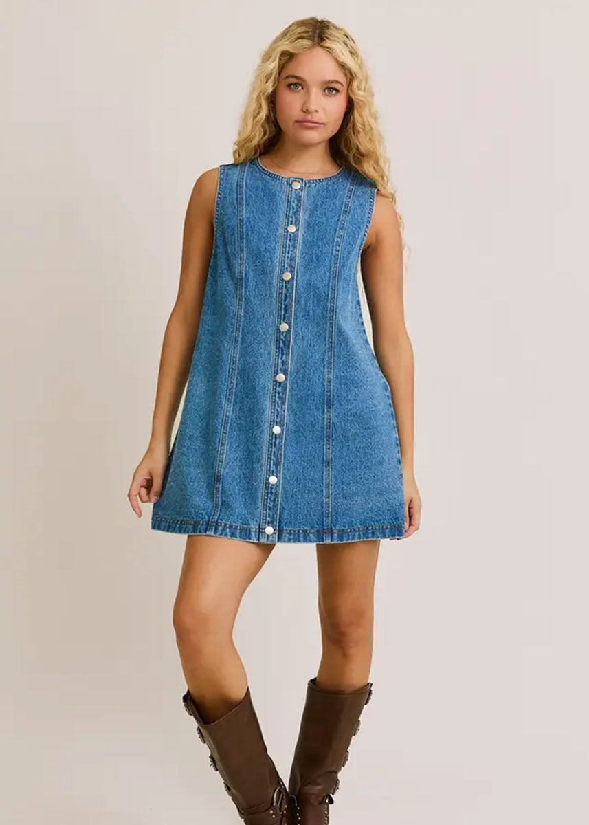 Remi Denim Mini Dress - Denim Blue